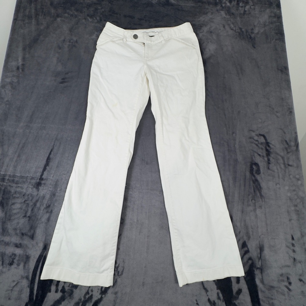 Eddie Bauer Pants Womens 4 White‎ Curvy Fit Bootcut Twill Trousers 2793